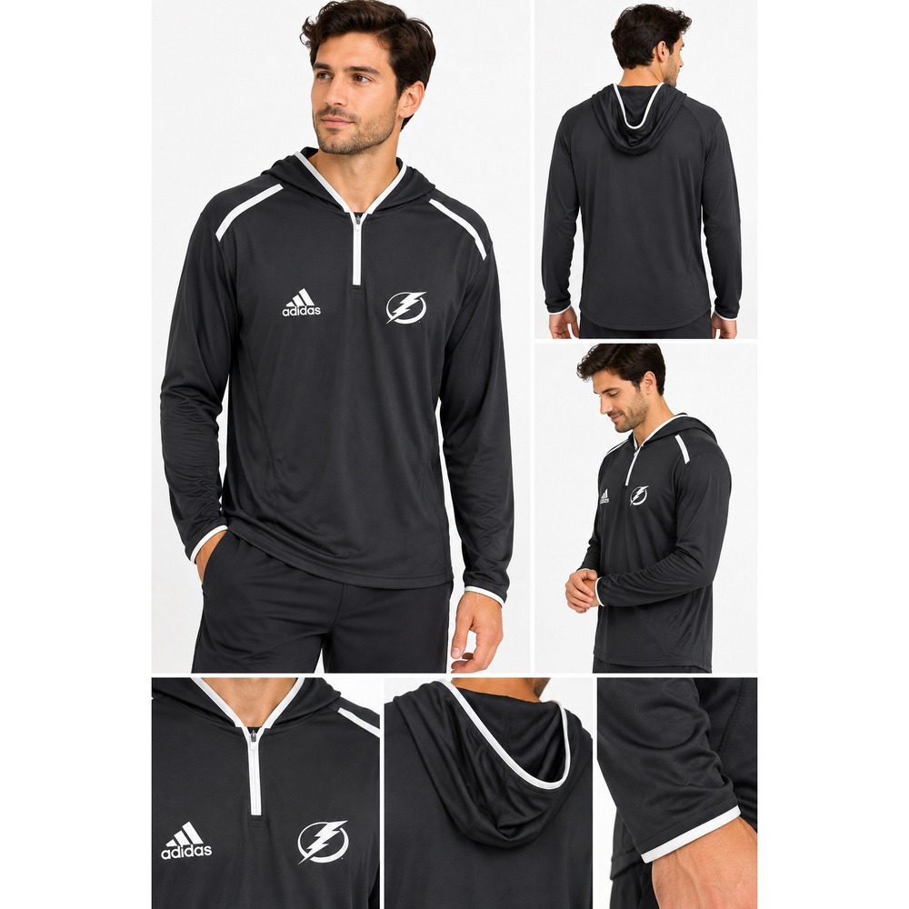 Adidas Tampa Bay Lightning Hoodie Mens 2XL Black 1/4 Zip NHL Pullover